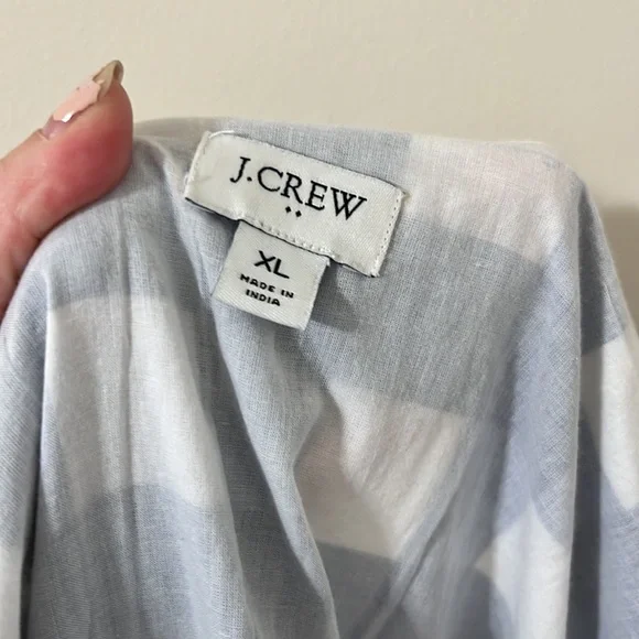 J.Crew Flutter-Sleeve Ruffle-Tiered Midi Dress Gingham Combo Blue White Size XL - Picture 9 of 14